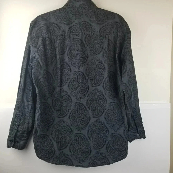 Beverly Hills Polo Paisley Print Embossed Black Men's Long-sleeved Shirt Sz M - Picture 3 of 7